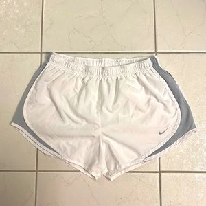 Women’s white Nike dri-fit running shorts